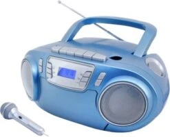 Soundmaster CD-Radiokassettenrekorder Mit Mikrofon, USB Und Lichteffekt, Blau