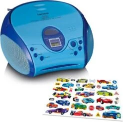 Lenco SCD-24BU Kids - Boombox CD-Player Für Kinder Mit Radio Und Stickern, Blau