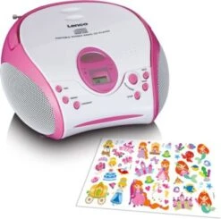 Lenco SCD-24PK Kids - Boombox CD-Player Für Kinder Mit Radio Und Stickern, Pink