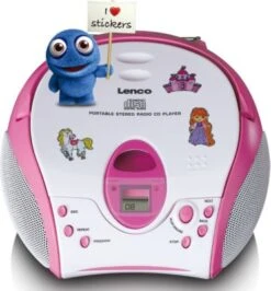 Lenco SCD-24PK Kids - Boombox CD-Player Für Kinder Mit Radio Und Stickern, Pink -Optimal Elektronik Geschäft 18574735 04