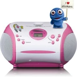Lenco SCD-24PK Kids - Boombox CD-Player Für Kinder Mit Radio Und Stickern, Pink -Optimal Elektronik Geschäft 18574735 05