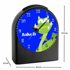 CreaDesign Kinder Funkwecker Personalisiert Mit Namen Drache Grün Atom-/Funkuhr, 12-Stunden-Anzeigeformat, Schlummerfunktion, Nachtlicht, Geräuschlos/Ohne Ticken -Optimal Elektronik Geschäft 20306180 03