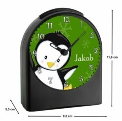 CreaDesign Kinder Funkwecker Personalisiert Mit Namen Pinguin Atom-/Funkuhr, 12-Stunden-Anzeigeformat, Schlummerfunktion, Nachtlicht, Geräuschlos/Ohne Ticken -Optimal Elektronik Geschäft 20306677 03