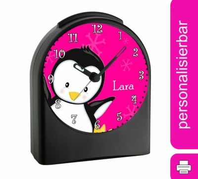 CreaDesign Kinder Funkwecker Personalisiert Mit Namen Pinguin Atom-/Funkuhr, 12-Stunden-Anzeigeformat, Schlummerfunktion, Nachtlicht, Geräuschlos/Ohne Ticken 1 CreaDesign Kinder Funkwecker Personalisiert Mit Namen Pinguin Atom-/Funkuhr, 12-Stunden-Anzeigeformat, Schlummerfunktion, Nachtlicht, Geräuschlos/Ohne Ticken