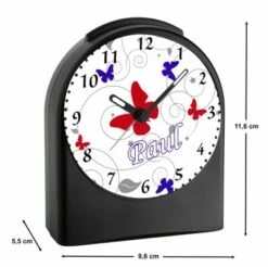 CreaDesign Kinder Funkwecker Personalisiert Mit Namen Schmetterling Ornamente Atom-/Funkuhr, 12-Stunden-Anzeigeformat, Schlummerfunktion, Nachtlicht, Geräuschlos/Ohne Ticken -Optimal Elektronik Geschäft 20307088 03
