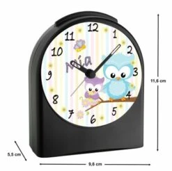 CreaDesign Kinder Funkwecker Personalisiert Mit Namen Eule Frühling Atom-/Funkuhr, 12-Stunden-Anzeigeformat, Schlummerfunktion, Nachtlicht, Geräuschlos/Ohne Ticken -Optimal Elektronik Geschäft 20307118 03