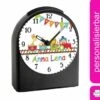 CreaDesign Kinder Funkwecker Personalisiert Mit Namen Zug Atom-/Funkuhr, 12-Stunden-Anzeigeformat, Schlummerfunktion, Nachtlicht, Geräuschlos/Ohne Ticken