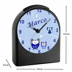 CreaDesign Kinder Funkwecker Personalisiert Mit Namen Eule Atom-/Funkuhr, 12-Stunden-Anzeigeformat, Schlummerfunktion, Nachtlicht, Geräuschlos/Ohne Ticken -Optimal Elektronik Geschäft 20307287 03