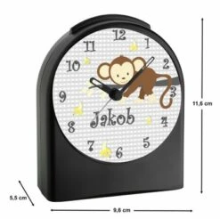 CreaDesign Kinder Funkwecker Personalisiert Mit Namen Affe Atom-/Funkuhr, 12-Stunden-Anzeigeformat, Schlummerfunktion, Nachtlicht, Geräuschlos/Ohne Ticken -Optimal Elektronik Geschäft 20307327 03