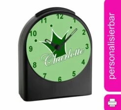 CreaDesign Kinder Funkwecker Personalisiert Mit Namen Krone Atom-/Funkuhr, 12-Stunden-Anzeigeformat, Schlummerfunktion, Nachtlicht, Geräuschlos/Ohne Ticken
