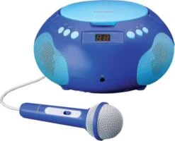 Lenco SCD-620 Blue Kinder-Boombox Mit CD, Mikrofon + Aufkleber