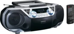 Lenco SCD-120SI - XXL Boombox CD/MP3/Kassetten-Player Mit FM-Radio, Bluetooth, USB, AUX Und Kopfhöreranschluss, Silber