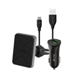 Xlayer MAGFIX Kfz-Ladegerät Magfix Wireless Charging Magnethalterung Qi-zertifiziert Kfz-Starterkit Black