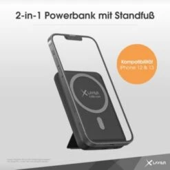 Xlayer WIRELESS Powerbank MagSafe 5000 MAh 2 In 1 Mit Standfuß Schnelles Aufladen USB-C Magnetisch Schwarz -Optimal Elektronik Geschäft 28181253 03