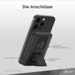 Xlayer WIRELESS Powerbank MagSafe 5000 MAh 2 In 1 Mit Standfuß Schnelles Aufladen USB-C Magnetisch Schwarz -Optimal Elektronik Geschäft 28181253 04