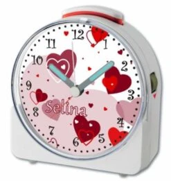 CreaDesign Kinder Funkwecker Weiß Personalisiert Mit Namen Herz Rot 12-Stunden-Anzeigeformat, Geräuschlos/Ohne Ticken, Nachtlicht -Optimal Elektronik Geschäft 28901434 04