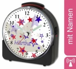 CreaDesign Kinder Funkwecker Weiß Personalisiert Mit Namen Sterne