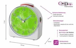 CreaDesign Kinder Funkwecker Weiß Personalisiert Mit Namen Traum Grün 12-Stunden-Anzeigeformat, Geräuschlos/Ohne Ticken, Nachtlicht -Optimal Elektronik Geschäft 28901710 05