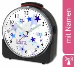 CreaDesign Kinder Funkwecker Weiß Personalisiert Mit Namen Sterne