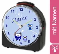 CreaDesign Kinder Funkwecker Weiß Personalisiert Mit Namen Eule
