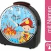 CreaDesign Kinder Funkwecker Weiß Personalisiert Mit Namen Feuerwehrmann