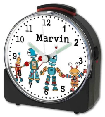 CreaDesign Kinder Funkwecker Weiß Personalisiert Mit Namen Roboter 4 CreaDesign Kinder Funkwecker Weiß Personalisiert Mit Namen Roboter – Bild 4
