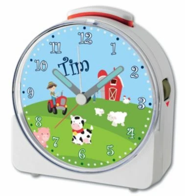 CreaDesign Kinder Funkwecker Weiß Personalisiert Mit Namen Bauernhof 12-Stunden-Anzeigeformat, Geräuschlos/Ohne Ticken, Nachtlicht 3 CreaDesign Kinder Funkwecker Weiß Personalisiert Mit Namen Bauernhof 12-Stunden-Anzeigeformat, Geräuschlos/Ohne Ticken, Nachtlicht – Bild 3