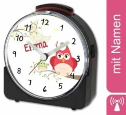 CreaDesign Kinder Funkwecker Weiß Personalisiert Mit Namen Eule Mama