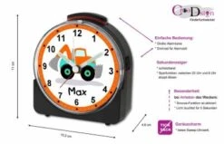 CreaDesign Kinder Funkwecker Weiß Personalisiert Mit Namen Bagger -Optimal Elektronik Geschäft 28902086 05