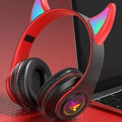 Brightake Kabelloses Headset 5.0 Faltbarer Bluetooth-Kopfhörer Teufel Ohr Bluetooth Kopfhörer Mit Mikrofon Stereo Musik RGB Blinkende -Optimal Elektronik Geschäft 30437161 03