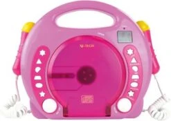X4-TECH Kinder CD-Player Bobby Joey Inkl. USB / MP3 Und Mikrofone, Pink -Optimal Elektronik Geschäft 3566719 04