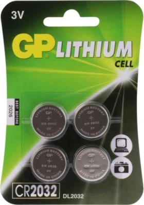 GP Batteries Knopfzelle GP Lithium CR2032, 3 Volt, 4er Blister 1 GP Batteries Knopfzelle GP Lithium CR2032, 3 Volt, 4er Blister