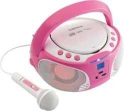 Lenco SCD-650PK - CD-/MP3-Player Mit FM-Radio, USB-Anschluss, Karaoke-Mikrofon Und Party-Lights, Pink -Optimal Elektronik Geschäft 7193006 04