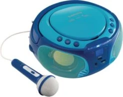 Lenco SCD-650BU - CD-/MP3-Player Mit FM-Radio, USB-Anschluss, Karaoke-Mikrofon Und Party-Lights, Blau -Optimal Elektronik Geschäft 7193050 03